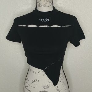 1999 Cropped Asymmetrical Cutout Top Black Size M